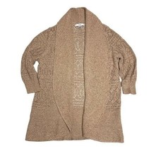 Alia Women L Tan Brown Drape Front Waterfall Knit Cardigan Sweater Soft and Cozy - £9.38 GBP