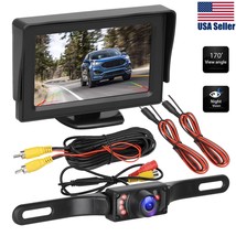 4.3&quot; HD Monitor Car Backup Reverse Camera Rear View Parking License Plat... - £40.88 GBP