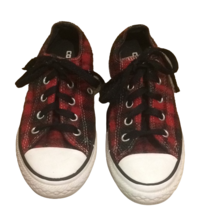 Converse Red Buffalo Plaid Low Top Sneakers Shoes Unisex Junior 13 - $19.00