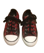Converse Red Buffalo Plaid Low Top Sneakers Shoes Unisex Junior 13 - £15.16 GBP