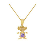 14k Gold Cubic Zirconia June Birthstone Daughter Pendant Necklace for Mo... - $459.23 CAD+