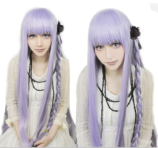 Anogol Hair Cap+Pink Long Straight Anime Game Cosplay Costume Party Full Pink - £13.68 GBP