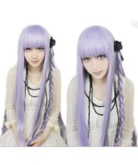 Anogol Hair Cap+Pink Long Straight Anime Game Cosplay Costume Party Full... - £13.65 GBP
