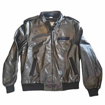 Members Only Mens Classic Racer Bomber Leather Jacket XL Black Vtg - £62.18 GBP