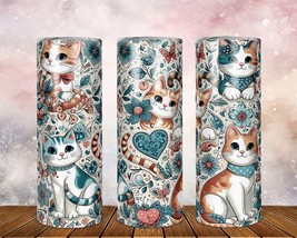 Skinny Tumbler with Straw, 20oz, Cats, awd-309 - £28.80 GBP+