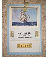 CITY CAB CO-Taxi Service-Christmas Card-1946 Calendar-VTG-Port Angeles W... - $35.63