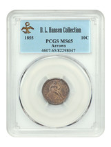 1855 10C PCGS MS65 (Arrows) ex: D.L. Hansen - £2,602.94 GBP