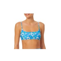 New bikini top M women&#39;s juniors tricot retro bandeau bathing suit floral blue  - £7.91 GBP