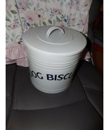 White Metal Dog Biscuit Holder W/Metal Lid EUC - $36.51 CAD