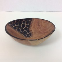 Wood Bowl Giraffe Print Black Brown Hand Carved African Style Decor 6” - $14.01