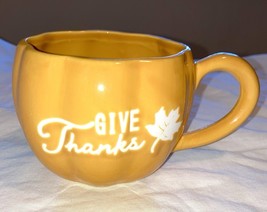 Coffee Cocoa Mug GIVE THANKS Orange Pumpkin   Autumn Fall THANKSGIVING - $183.33 MXN