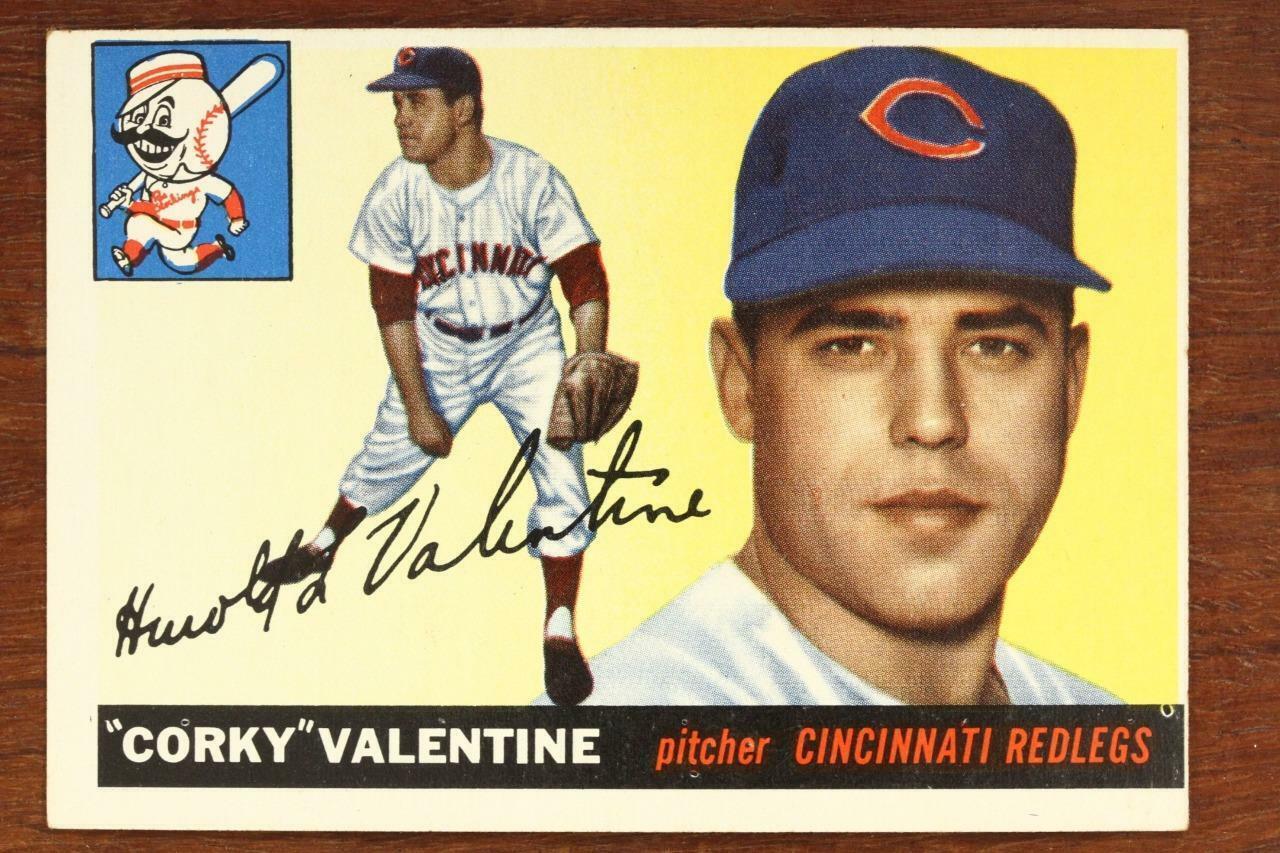 Primary image for Vintage BASEBALL Card TOPPS 1955 CORKY VALENTINE Pitcher Cincinnati Redlegs #44