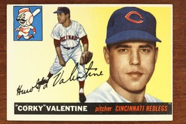 Vintage Baseball Card Topps 1955 Corky Valentine Pitcher Cincinnati Redlegs #44 - £9.08 GBP