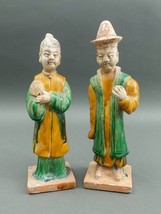Antique Chinese Pair Tang Dynasty Sancai Glazed Pottery Figures - £2,964.00 GBP