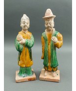 Antique Chinese Pair Tang Dynasty Sancai Glazed Pottery Figures - £2,929.90 GBP