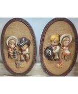 Collectible Burwood Plaques Cowboy &amp; Cowgirl Set Made of Plastic 3D Homco - $18.39 CAD