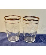 2 1950 Vintage Juice Glasses Bartlett Collins Golden Frosted Grape Desig... - $169.16 MXN