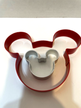 Disney Lot 2 Metal Mickey Mouse Cookie Cutters Red 4.25 inch and Silver 2 inch - £10.07 GBP