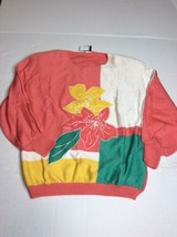 Vintage J.D. Boutique New York Womens Sz L Floral Embroidered Beaded 80s Sweater - £22.23 GBP