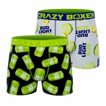 Crazy Boxer Bud Light Lime &amp; Seltzer Logos &amp; Cans Men&#39;s Boxer Briefs 2-Pack Gre - £21.10 GBP