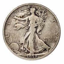 1938-D Plateado Walking Liberty Medio Dólar 50C (Fino, F Estado) Fuerte Detalle - £103.86 GBP