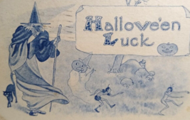 Halloween Luck Postcard Fantasy Running Fairies Goblins Witch  Barton &amp; Spooner - £57.15 GBP