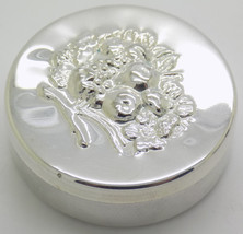 Vintage Italian Handmade Genuine Silver Fruit &amp; Flower Decorated Round Box - £42.87 GBP