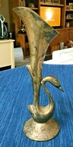 Vintage Silver Plated Swan Lily Figurine Art Deco Home Decor Bud Vase 558A - $20.27