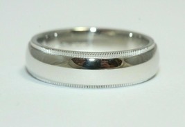 Tiffany &amp; Co Platinum Classic Double Milgrain Wedding Band Ring 6mm Size 9.5 US - £1,162.66 GBP