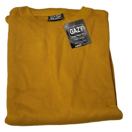 Primary image for NEW Long Sleeve Waffle Knit Sz 2XL Dark Yellow Shirt GAZY VTG NOS