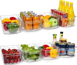HOOJO Refrigerator Organizer Bins - 8pcs Clear Plastic Bins - £26.46 GBP