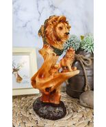 Ebros African Savanna Safari Lion Statue 9.25&quot;Family Faux Wood Resin Fig... - $550.13 MXN