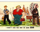 Comic Woman Fat Shamed By Native American GA Devery UNP Chrome Postcard L19 - $4.49