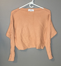 Magaschoni Women&#39;s Peach Long Sleeve Knotted Front Soft Sweater Top Size M - £14.94 GBP