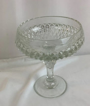 Vintage Indiana Glass Diamond Point Footed Compote Clear 7.5” with Box - £11.11 GBP