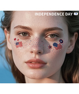American Independence Day face tattoo stickers waterproof environmentall... - $58.06 MXN