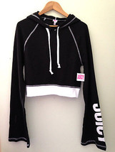 NWT JUICY Juicy Couture Pitch Black Track Cropped Hooded Sweatshirt Top M - £25.59 GBP