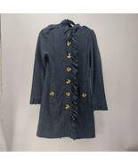 Luii Anthroplogie Women S Gray Long Coat Ruffles 100% Wool Boiled - $46.74