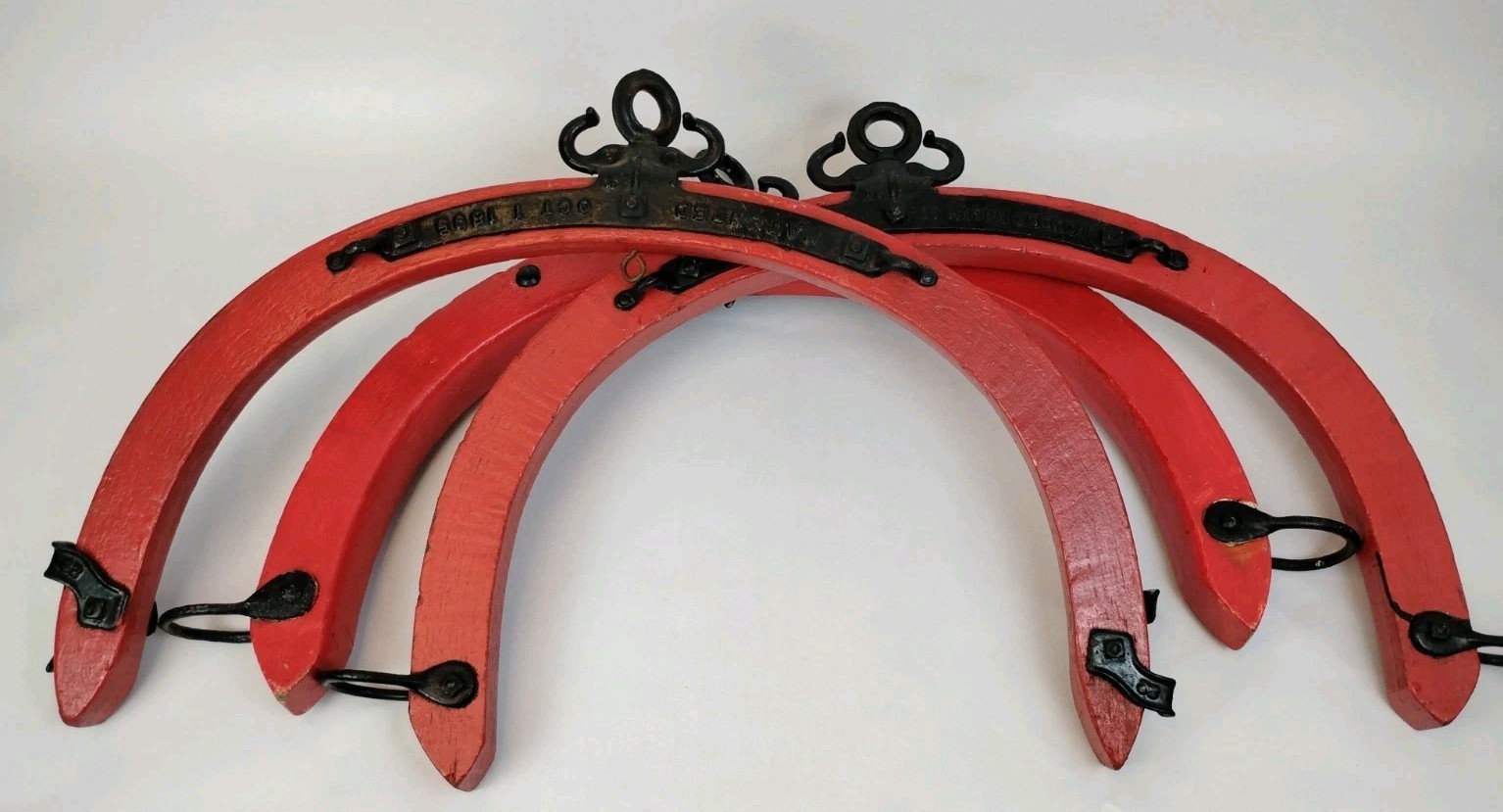 3 1895 Louden Horse Drawn Harness Whiffle Tree Yoke Farm Decor Painted R... - $544.49