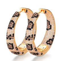 GODKI  Leopard Statement Big Hoop Earrings For Women Wedding Cubic Zircon CZ DUB - £36.81 GBP