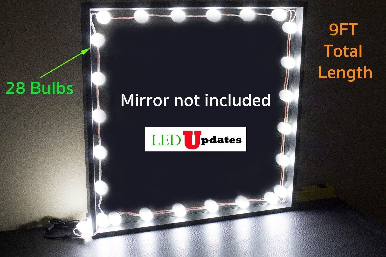 Hollywood Style Light for MAKEUP VANITY MIRROR White Bulb + UL POWER + DIMMER