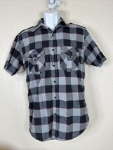 Airwalk Gray Blue Checkerboard Snap Up Shirt Short Sleeve Mens Medium M - $11.14