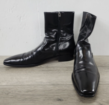 Men&#39;s Salvatore Ferragamo Dark Brown Leather Zip Ankle Boots Italy - Size 12 D - £264.89 GBP