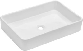 Kichae 24&quot;X16&quot; Rectangle Bathroom Vessel Sink Porcelain, Home Washing Basin - £95.14 GBP