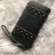 P &amp; G Collection Tooled Leather Wallet Clutch Wristlet w/ Zipper 7.5&quot; X 4&quot; - £11.59 GBP