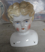 Vintage 1890s 4 Mark China Head Girl Doll Head and Shoulders 4 1/4&quot; Tall - £62.32 GBP