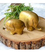 Vintage Solid Brass Elephant Statue Trunk Up Tusks Figurine Set Mom Dad ... - $817.44 MXN
