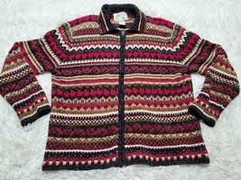 Heirloom Collectibles Cardigan Sweater Womens L Fair Isle Full Zip Geome... - $18.11 CAD
