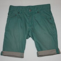 Gap Kids Boy&#39;s Green Denim Jean Cuffed Cut-Off Shorts size 6 - £11.94 GBP