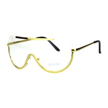 Unisex Shield Clear Lens Glasses Flat Top Oversized Metal Frame UV 400 - £8.66 GBP+